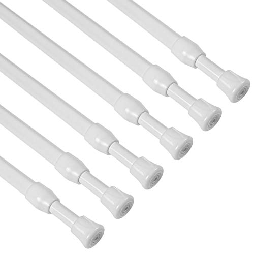 "KXLife Spring Tension Curtain Rod for Window Adjustable 28-40"", 6Pcs - White, No Drilling, Expandable Spring Loaded, Drapery Rod for Home Decor, Window, Doorway"