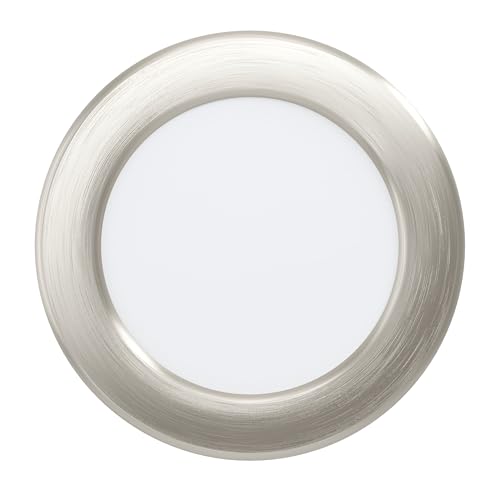 Eglo LED recessed Spotlight Fueva 5, Ø 11.7 cm, Steel and Plastic Light Surface, Nickel matt, White, Flat recessed Light, Shallow Depth 26 mm, Neutral White LED spot