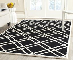 Safavieh Modern Indoor Hand Tufted Rectangle Area Rug, Cambridge Collection, CAM142, in Black / Ivory, 152 X 244 cm for Living Room, Bedroom or Any Indoor Space