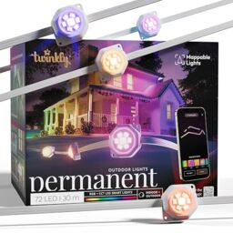 Twinkly Permanent Lights 72 LED RGB, Mappable LED Light Strip for Outdoor, Smart Multicolor LED Lights, Mappable LEDs, Compatible with Alexa and Google Home, IP65, App Controlled, White Wire, 30m