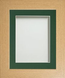 Frame Company Watson Beech Picture Photo Frame fitted with Perspex, 7x5 inch with Bottle Green Mount for image size 5x3 inch