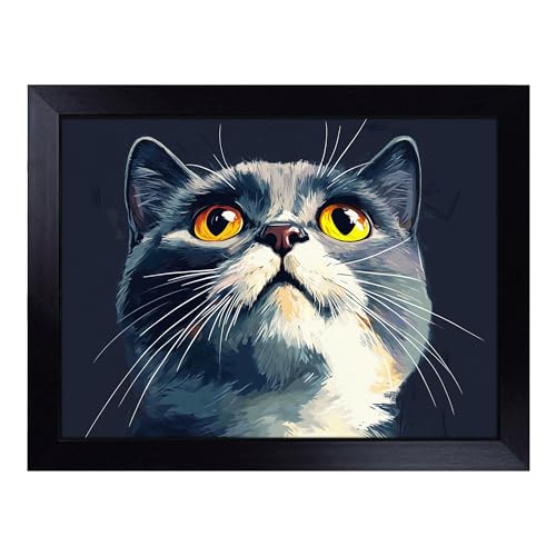 Lap Tray with Bean Bag Cushion, Scottish Fold Cat - Handmade in the UK, Raised Wooden Edge, Padded Cushion, Heat-Resistant Wipe-Clean Surface, for Meals, Laptops and Crafts