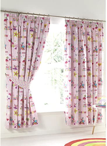 "Kids Club Rainbow Fairies Curtains (54"" drop x 66"" wide)"