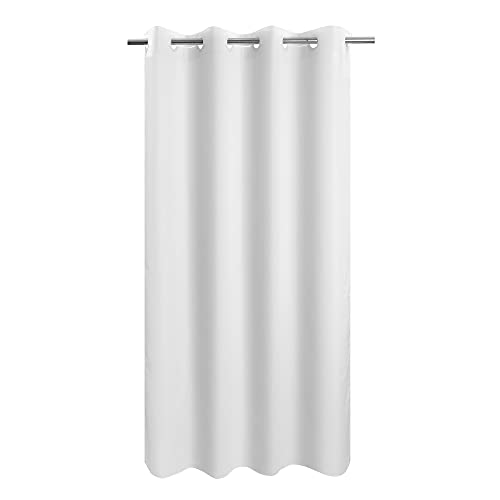 "River Dream No Hook Microfiber Shower Curtain 54"" Wide - Soft Stall Size Hotel Style Fabric Shower Curtain for Bathroom, Waterproof & Machine Washable, White, 54x74"