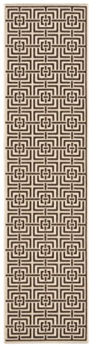 Safavieh Geometric Indoor/Outdoor Woven Runner Area Rug, Beachhouse Collection, BHS128, in Creme/Brown, 61 X 244 cm for Garden, Patio or Any Outdoor Space