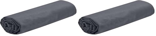 STOF - Fitted sheet - Size 160 x 200 cm, large 30 cm - 100% Oeko-Tex certified cotton - Slate colour - Eden model - Bed linen for the home - Soft and comfortable for a cosy nest (Pack of 2)