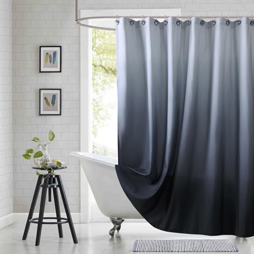 "BESTRIPES 90 Inch Fabric Shower Curtain, Extra Long Black and Grey Ombre Shower Curtains for Bathroom, 72"" W x 90"" H"