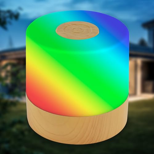 B.K.Licht - Mini RGBW LED Table Lamp Wireless IP44 with Touch, Colour Changing, Battery, USB-C Cable, Bedside Lamp, Decorative Lamp, LED Lamp, Battery Table Lamp, Outdoor Lamp, Children's Room, 7 x 7