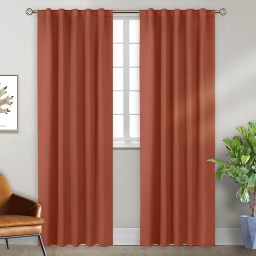 BGment Blackout Curtains 84 Inch Length 2 Panels Set for Bedroom - Thermal Insulated Soundproof Room Darkening Privacy Rod Pocket and Back Tab Fall Curtains for Living Room, 42 x 84 Inch, Terracotta