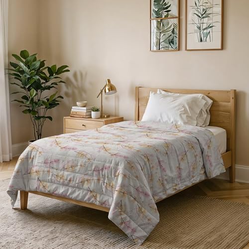 Karma Line Summer Quilt Made in Italy Printed Soft Microfibre Bedspread - Spring Summer Mid-Season Quilt - Pink Bouquet, Queen Size 200 x 240 cm
