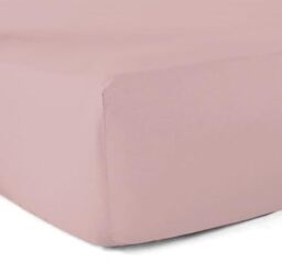 Fitted Sheet 100% Cotton 57 Thread Count Powder Pink 140 x 190 cm Deep 30 cm