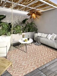 Villeroy & Boch Georgette Indoor & Outdoor Rug Modern - Modern Flat Weave, High-Low Effect, Oeko-Tex Weatherproof & UV-Resistant for Balcony, Patio, Garden - Natural Copper, 160 x 230 cm