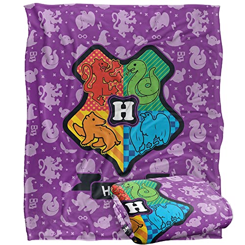 HARRY POTTER Cartoony Hogwarts Officially Licensed Silky Touch Super Soft Throw Blanket 152 x 127 cm