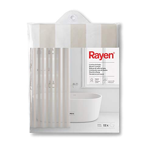 Rayen - Shower Curtain Waterproof - Includes 12 Hooks - PVA - 180 x 200 cm