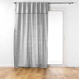 Douceur d'Intérieur, Grey China Recycled Cotton Curtain with Steering Wheel 140 x 240 cm Mistraline