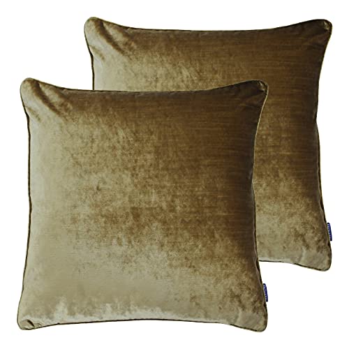 Paoletti Luxe Velvet Polyester Filled Cushions (Twin Pack), Polyester, Gold