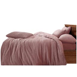 GC GAVENO CAVAILIA Teddy Duvet Set Single Pink, Super Soft Fluffy Luxury Design, Cosy Warm Bedding, 2 Piece Cuddly Fleece Quilt Cover with Matching Pillowcase