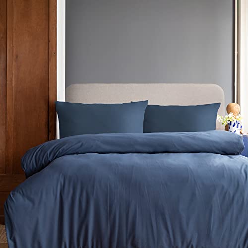 Komfortec Premium Bed Linen 240 x 220 cm with 2 Pillowcases 40 x 80 cm Brushed Microfibre Set - Dark Blue