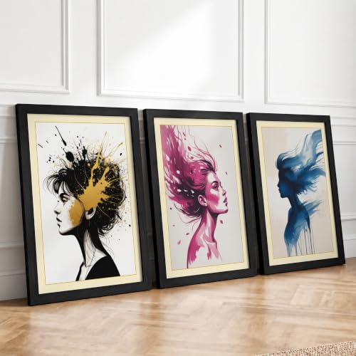 Dissolving Profiles Modern Set of 3 Framed Wall Art Prints A3 (42×29.7cm)