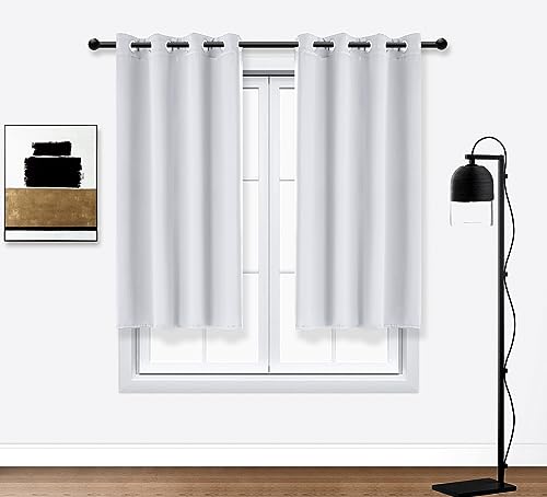 PI Blackout Curtain Panel 63 Inches Long,Sound Reducing Thermal Insulated Light Blocking Grommet Window Curtains for Living Room/Bedroom 1 Panel (White, W52XL63)