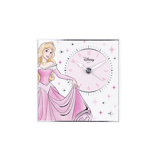 VALENTI & CO. - Disney Princess Aurora - Wooden Table or Hanging Clock with Silver Details - Gift Idea Birth Girl or Christening Gift - Wall Clock for Girls Room