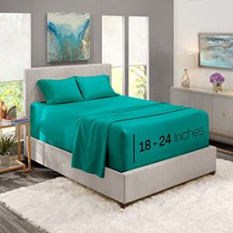 Nestl Extra Deep Pocket Sheets - Fits Mattress 18-24 Inches Deep, Extra Deep Pocket Queen Sheets Sets, 4 Piece Queen Size Sheets, Queen Sheets Deep Pocket, Teal Sheets Queen