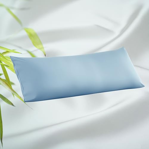 1 Pack Body Size Bamboo Viscose Zippered Pillow Case,400 Thread Count Cooling Pillow Protectors for Hot Sleepers, Luxurious Hotel Quality - Silky, Soft, Breathable (20x54 Inches, Sky Blue)