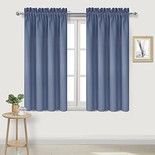 DWCN Blackout Curtains ??? Thermal Insulated, Energy Saving & Noise Reducing Bedroom and Living Room Curtains, Dusty Blue, W 38x L 54 Inch, Set of 2 Rod Pocket Curtain Panels