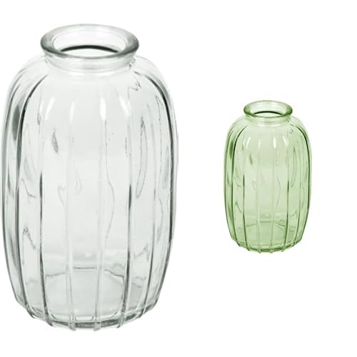 Talking Tables Clear Glass Bud Vase for flowers, s & Talking Tables Green Glass Bud Vase for flowers, s Table Decor Bundle