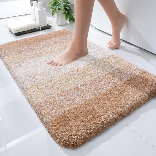 "OLANLY Bathroom Mat 24"" x 16"" Extra Soft Absorbent Microfiber Bath Mat - Rubber Backing - Quick Dry - Machine Washable - for Bathroom, Bathtub, Shower Floors"