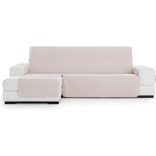 ECOMMERC3 Chaiselong Sofa Cover Normal Left Padded and Non-Slip ??? Beige Chaiselong Sofa Cover Full Protection, Comfort and Style in Adjustable and Washable Design