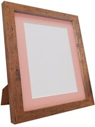 Q7 Picture Photo and Poster Frame, Vintage Wood with Pink Mount, 50 x 70 cm Image Size A2, Plastic Glass