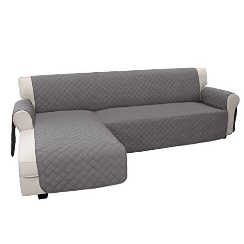 Easy-Going Sofa Slipcover L Shape Sofa Cover Sectional Couch Cover Chaise Lounge Slip Cover Reversible Sofa Cover Furniture Protector Cover for Pets Kids Children Dog Cat (Large,Gray/Gray)