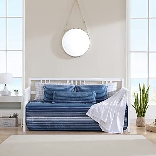 Nautica - Quilt Set-100, Reversible, All Season Bedding with Matching Sham, Pre-Washed for Added Softness, Cotton, Blue, Daybed