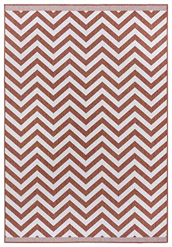NORTHRUGS Indoor and Outdoor Rug Palma 160 x 230 cm Reversible Rug Weatherproof Modern Design Zigzag Pattern Rug for Balcony Patio Garden Conservatory Living Room Waterproof