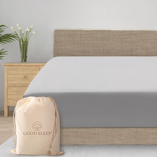 Good Sleep Bedding 800 Thread Count Full Fitted Sheet with Elastic All Around 100% Egyptian Cotton Sateen Weave, Upto 18 inches Light Gray