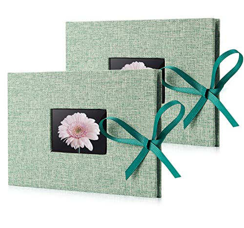 Fabmaker 2 Pack Small Photo Album 4x6, Each Holds 24 Horizontal Photos, Linen Cover with Front Window, Mini Brag Books for 4x6 Pictures, Artwork or Postcards Storage