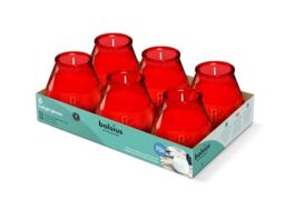 Bolsius – Outdoor Candles - 6 Pieces - in Glass - Red - Burning Time 70 Hours - No Palm Oil - Clean Burning - Cotton Wick - Non Scented