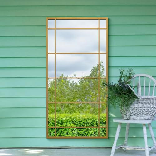"The Tabula - New Gold Metal Framed Window Wall or Leaner Garden Mirror 63"" X 31"" (160CM X 80CM)"