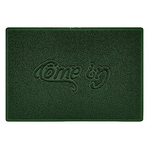 Nicoman COME-IN Embossed Shape Door Mat Dirt-Trapper Washable Barrier Doormat-(Use Indoor or Sheltered Outdoor)-(90x60cm/3x2ft,Large) Green