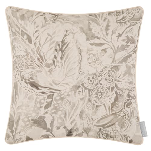 Voyage Maison Rothesay Feather Filled Cushion – Woodland Watercolour Printed Piped Country Décor (Nut - 43x43cm)