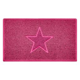 Nicoman Star Shape Embossed Entrance Door Mat Non Slip Dirt Trapper PVC Spaghetti Mat with Rubber Base, Jet Washable Quick Drying Doormat Indoor or Outdoor - (Medium, Pink, 75 x 44cm)
