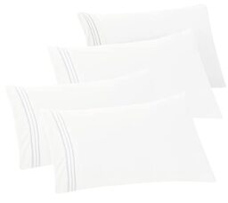Elegant Comfort 4-PACK Solid Pillowcases 1500 Thread Count Egyptian Quality - Easy Care, Smooth Weave, Wrinkle and Stain Resistant, Easy Slip-On, 4-Piece Set, Standard/Queen Pillowcase, White