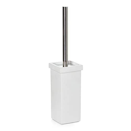TATAY Toilet Brush - High-Strength Polyresin - Decorative and Elegant Design - Functional Toilet Brushes - 7.5 x 7.5 x 35 cm - Iconik Collection - White