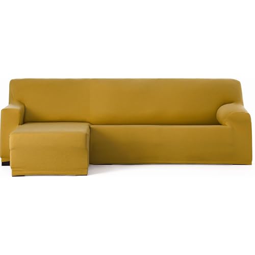 ECOMMERC3 - Chaise longue Cover Short Left Arm Bi-Elastic Breathable – Mustard Colour Chaise Lounge Sofa Cover with Elastic Straps and Foams, Wear Protection
