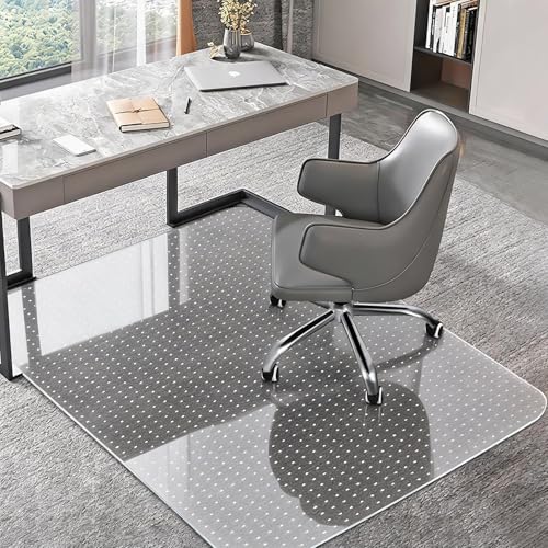 BesWin Office Chair Mat for Carpets, 48'' x 30'' Clear Computer Desk Chair Mat for Low and No Pile Carpeted Floors, Thick and Sturdy Carpet Protector, Easy Glide and Flat Without Curling, BES4830CP