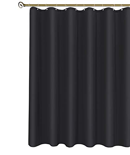 "Biscaynebay Fabric Narrow Shower Stall Curtain Liners 36"" Width by 72"" Length, Black Water Resistant Bathroom Curtains, Rust Resistant Grommets (6 Holes) Weighted Bottom Machine Washable"