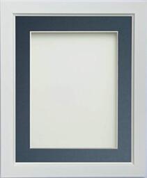 Frame Company Ainsworth Range White A4 Picture Photo Frame with Blue Mount for Image 9x6 inch * Choice of Sizes* Fitted with Real Glass