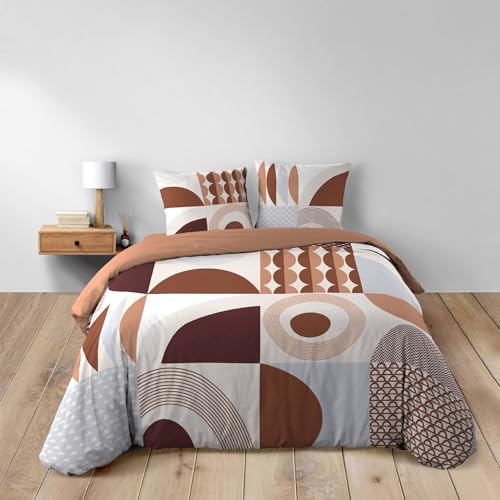 Douceur d'Intérieur, Gemma Terracotta 3-Piece Bedding Set (240 x 220 cm) 100% Cotton