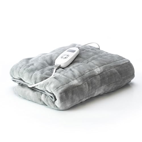 Status Heated Electric Throw Blanket 160x130cm, 10-Level Digital Controller, Super-Soft Fleece with Up-to-9-Hour Timer and Overheat Protection, Machine Washable (SGEOB1PKB)